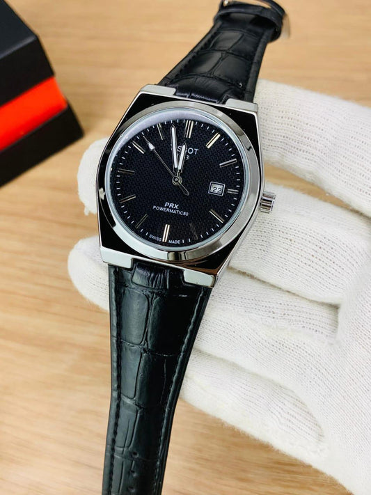 TISSOT PRX 1853 LEATHER STRAP BLACK COLOUR